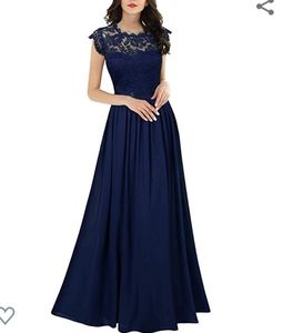 Navy Blue A-Line Formal Gown Dress Wedding Guest